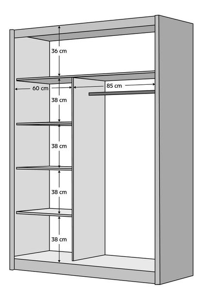 Šatní skříň LADLER (černá + dub CRAST)