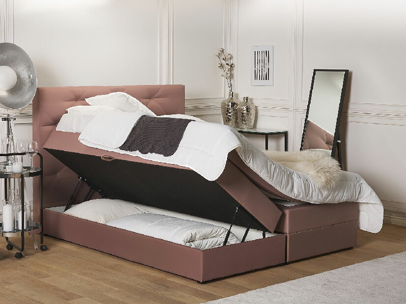 Kontinentální postel 160 cm MILADY (hnědá) (s matrací a úložným prostorem)