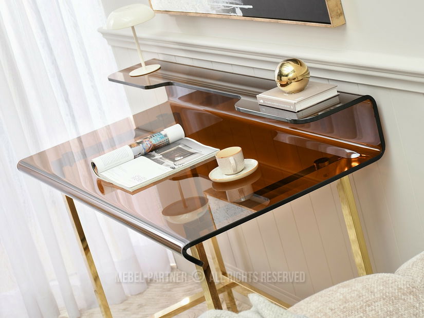 PC stolek Lazuli (sklo + zlatá)