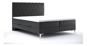 Boxspring postel 160 cm Miror (černá ekokůže) (s úložným prostorem)
