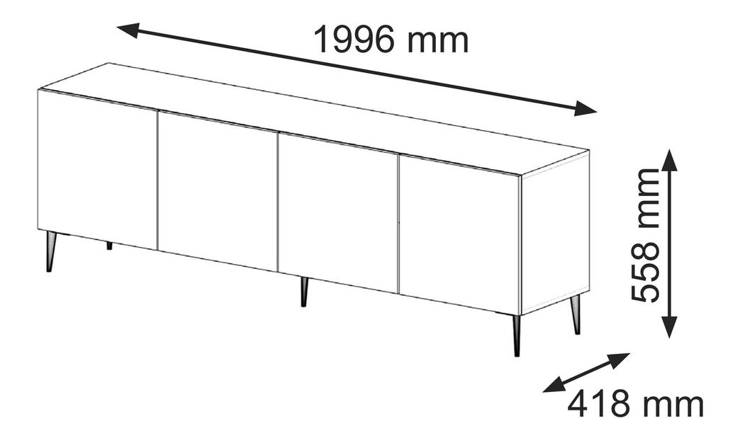 TV skříňka/stolek C 4D 200 Rowanna (bílá lesklá + černá)