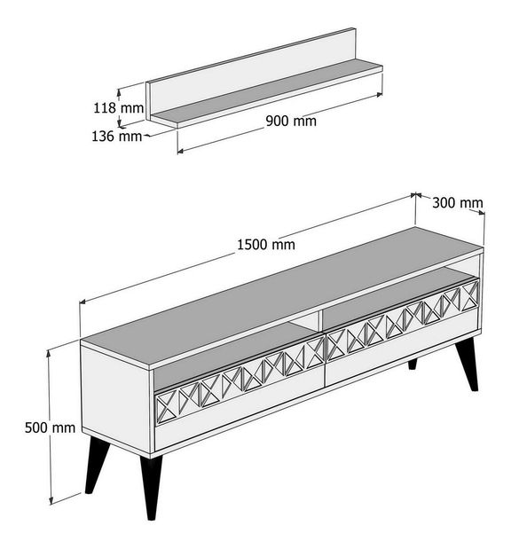 Obývací stěna Loop (krémová světla)