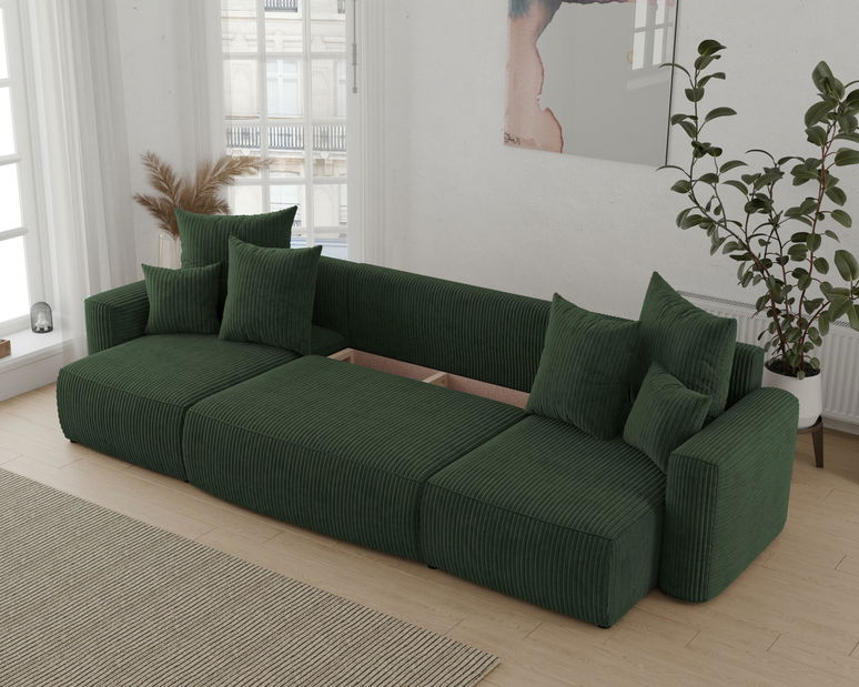 Rohová sedačka Denia U (tmavě zelená) (L)