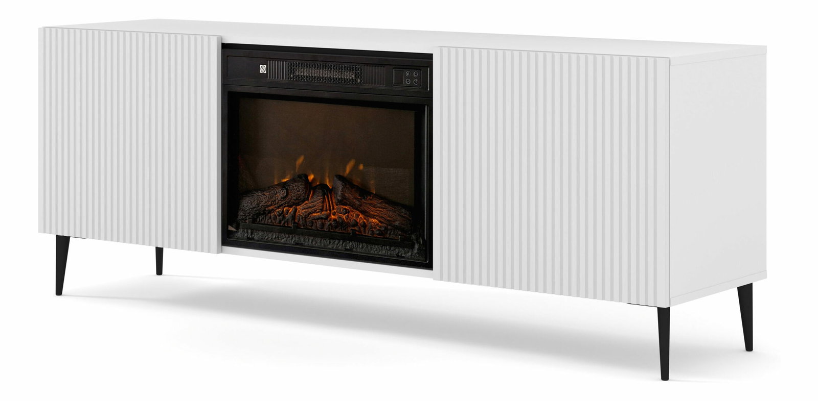 TV skříňka/stolek s elektrickým krbem FPB 2D 170 C Rowanna (bílá)