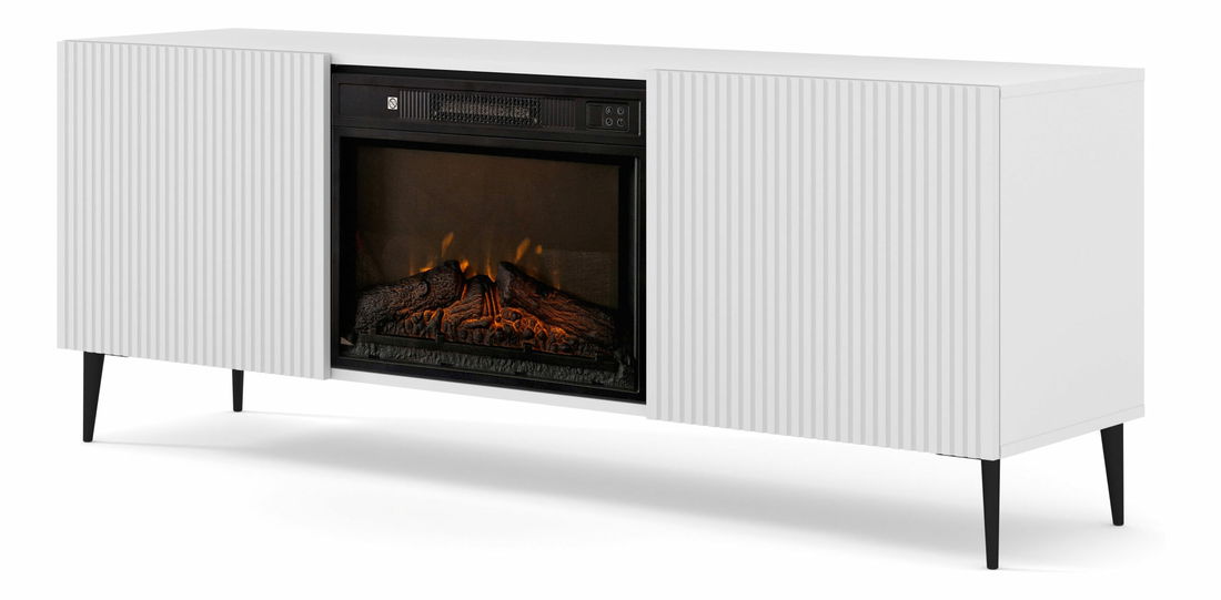 TV skříňka/stolek s elektrickým krbem FPB 2D 170 C Rowanna (bílá)