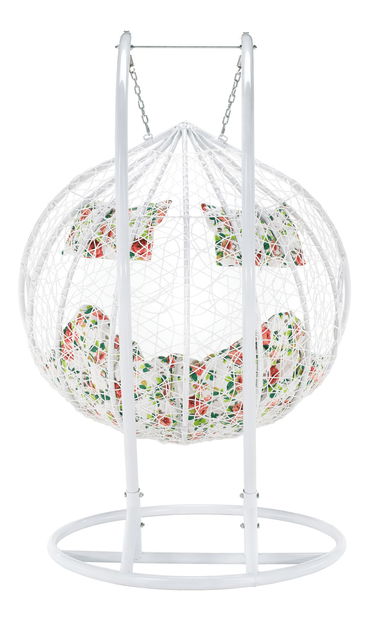 Závěsné houpací dvojkřeslo Dalvoa 2 (bílá + vzor)