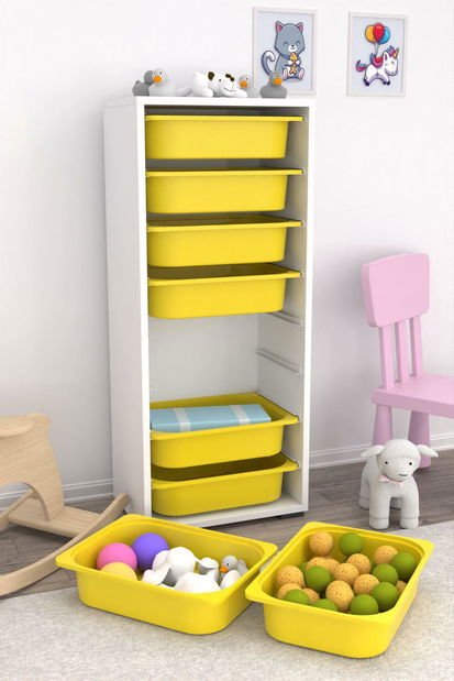 Organizér na hračky Dremonka 4 (bílá + žlutá)