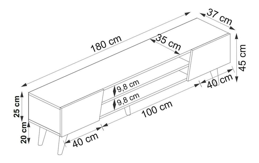 TV stolek/skříňka Pitudu (ořech + béžová)