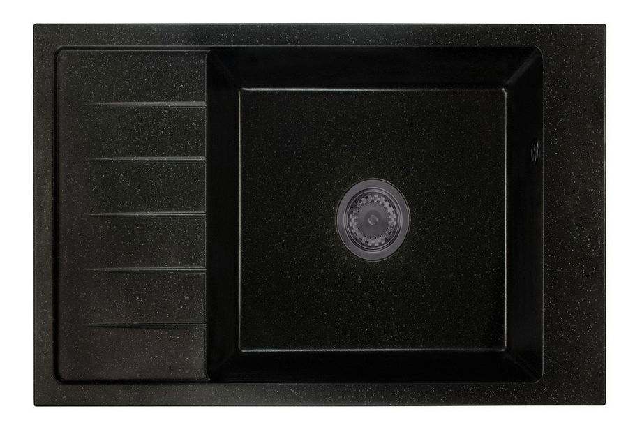 Kuchyňský dřez Lurano (černá + textura) (bez otvoru pro baterii) (L)