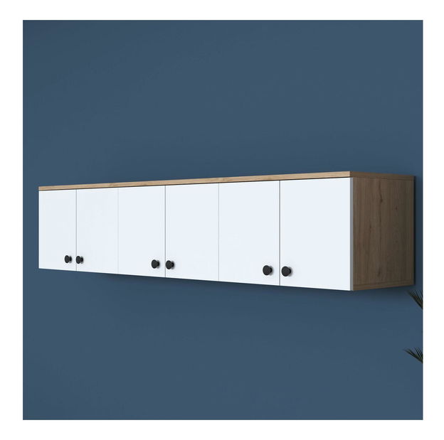 Závěsná skříňka Eladona 3 (ořech + bílá + černá)