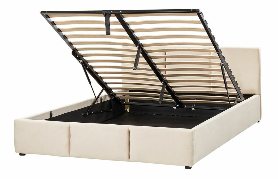Manželská postel 140 cm Belize (béžová) (s roštem) (s úl. prostorem)