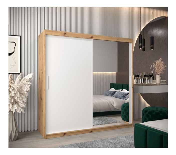 Šatní skříň 200 cm Toki 2 (Dub artisan + Bílá matná)
