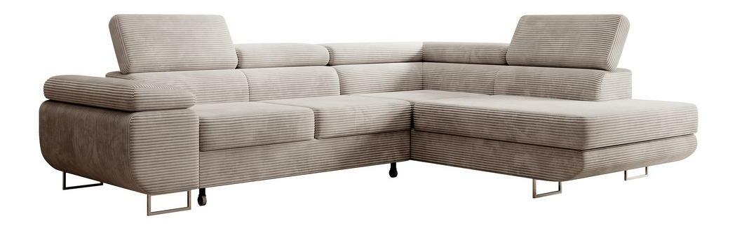 Rohová sedací souprava Stiletto (P) (béžovošedá + stříbrná)