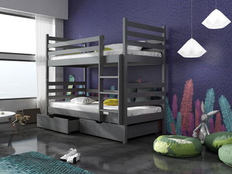 Dětská postel 80 x 180 cm – Nubia (s roštem a úložným prostorem) (grafit)