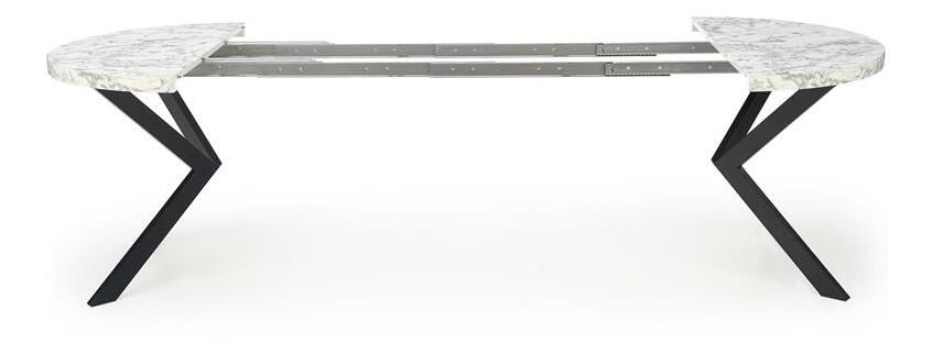 Rozkládací jídelní stůl 100-250 cm Pepeera (mramor bílý + černá) (pro 6 8 osob)