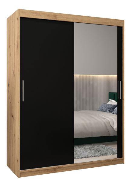 Šatní skříň 150 cm Toki 2 (Dub artisan + Černá matná)