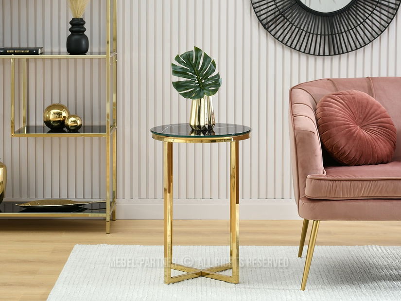 Konferenční stolek Calvis (černý mramor + zlatá)