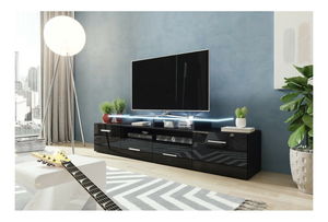 TV stolek + skříňka Blaise (černý + černý lesk) (osvětlení LED bílé)