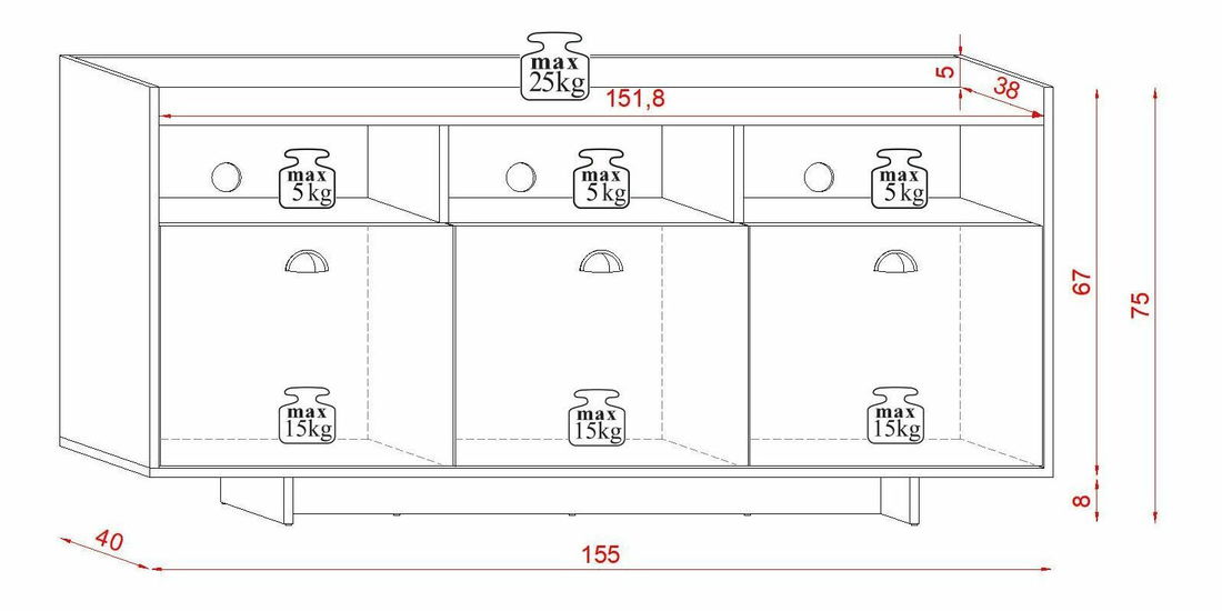 TV stolek/skříňka Caspono (bílá)