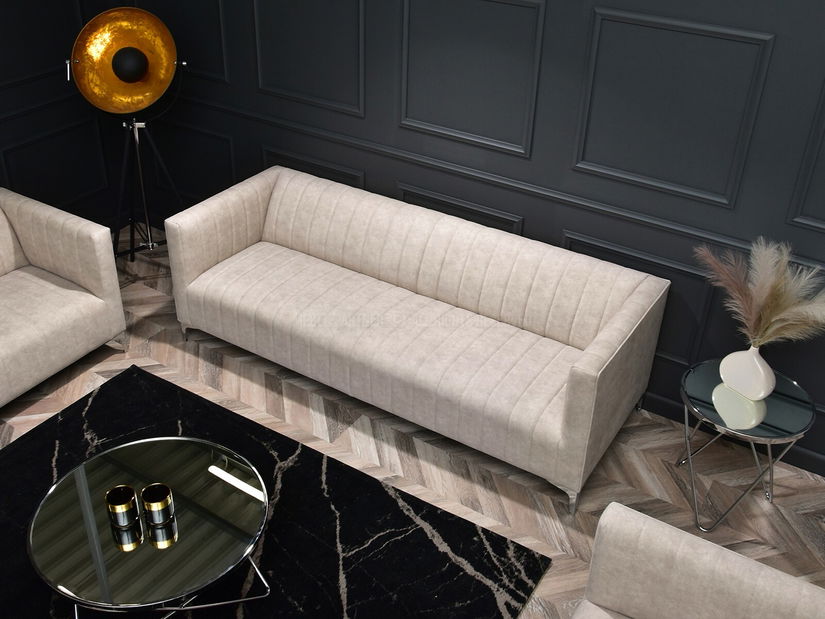 Pohovka trojsedačka Recalentada (písková + chrom)