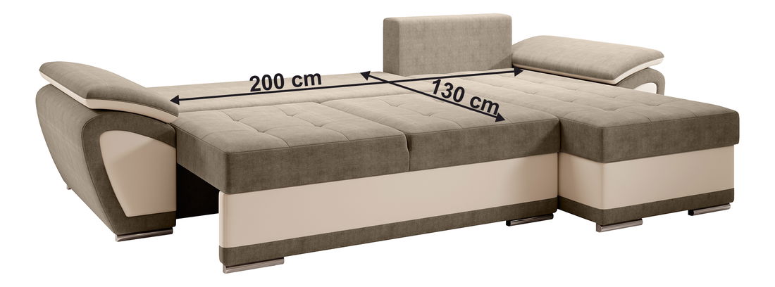 Rozkládací sedací souprava Elik (béžová ekokůže + orinoco 24) (P) 