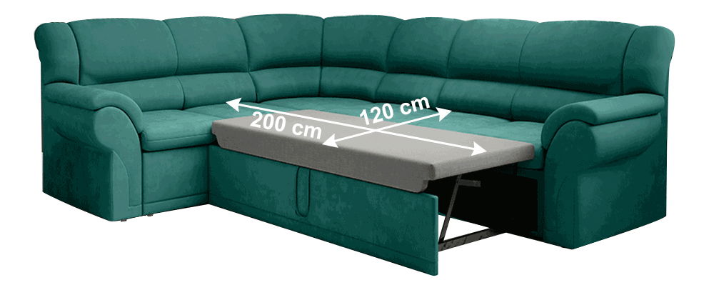 Rohová sedačka Kenfast (smaragdová) (L)