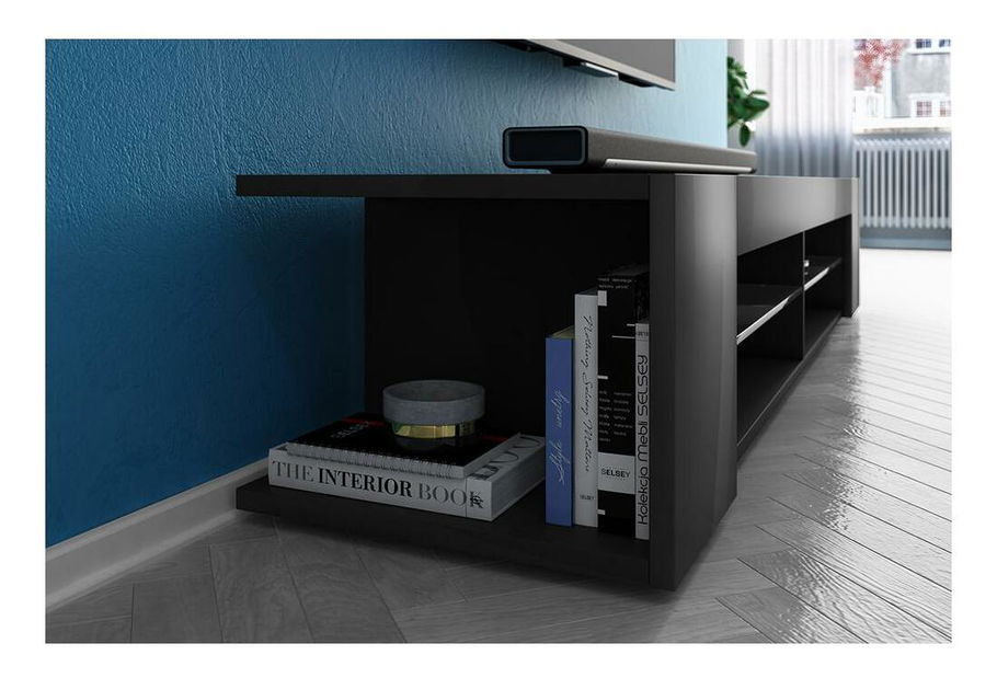 TV skříňka/stolek Monty 180 (s osvětlením) (černá)