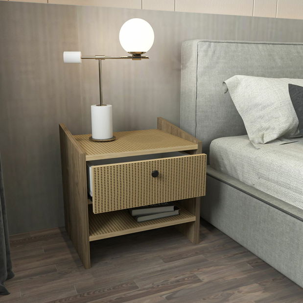 Noční stolek Biurno H (ořech + přírodní)