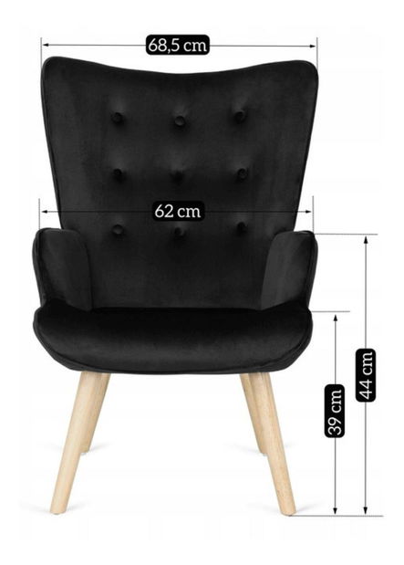 Křeslo s podnožkou Lombardi (černá)