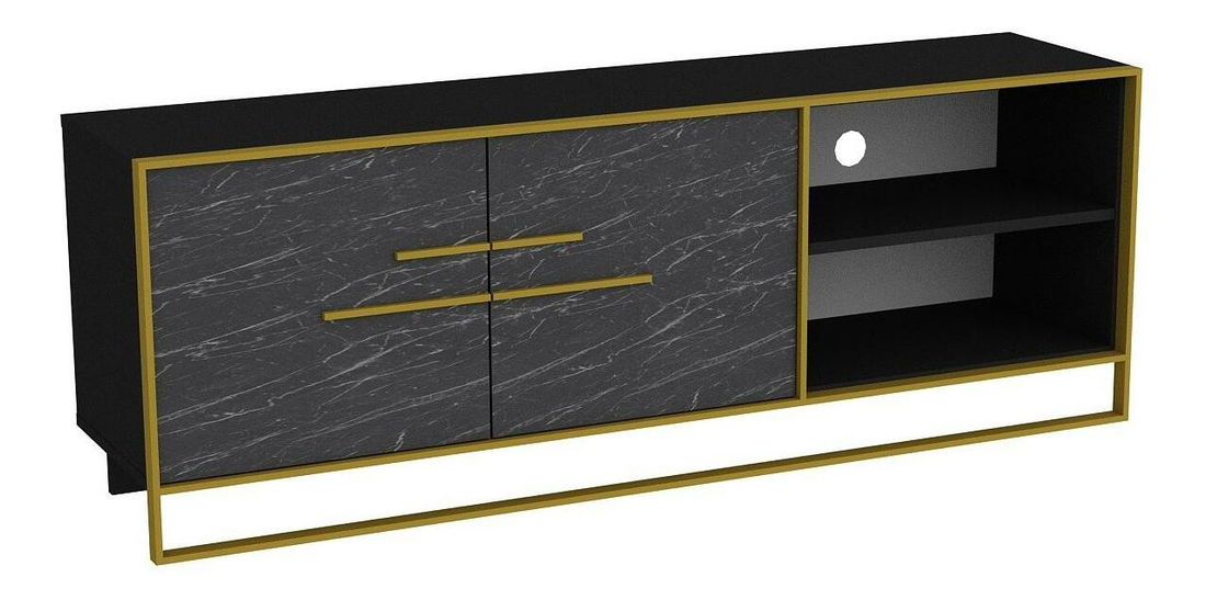 TV stolek/skříňka Poppy (zlatá + černá)