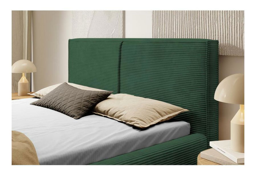 Manželská postel 140 cm Fatime (s roštem) (s úl. prostorem) (tmavě zelená + černá)