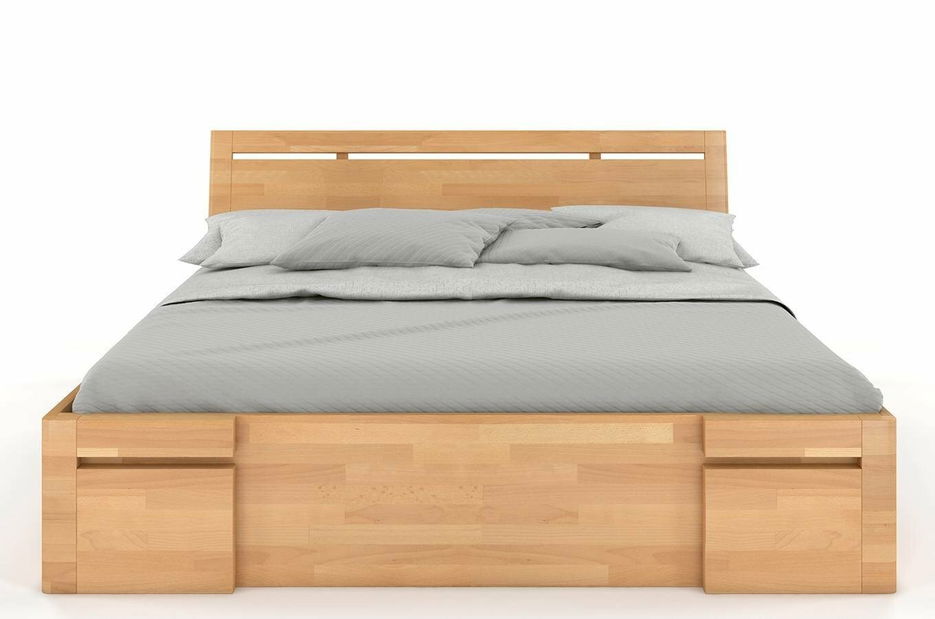 Manželská postel 180 cm Naturlig Bokeskogen High Drawers (buk)
