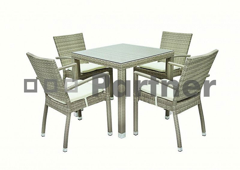 Zahradní stůl Napoli (šedobéžová) (um. ratan) *výprodej