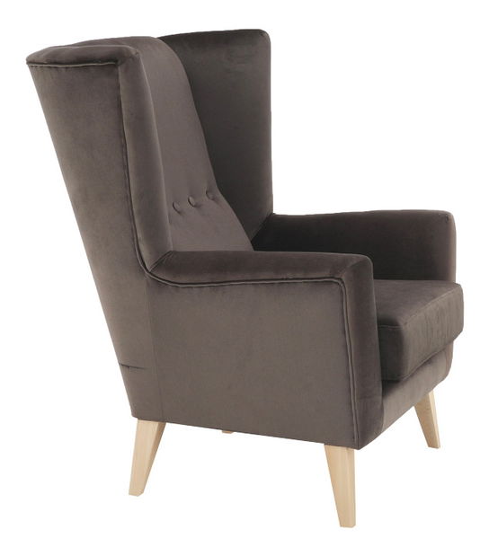 Křeslo ušák Royse Paros 04 (šedohnědá taupe + buk)