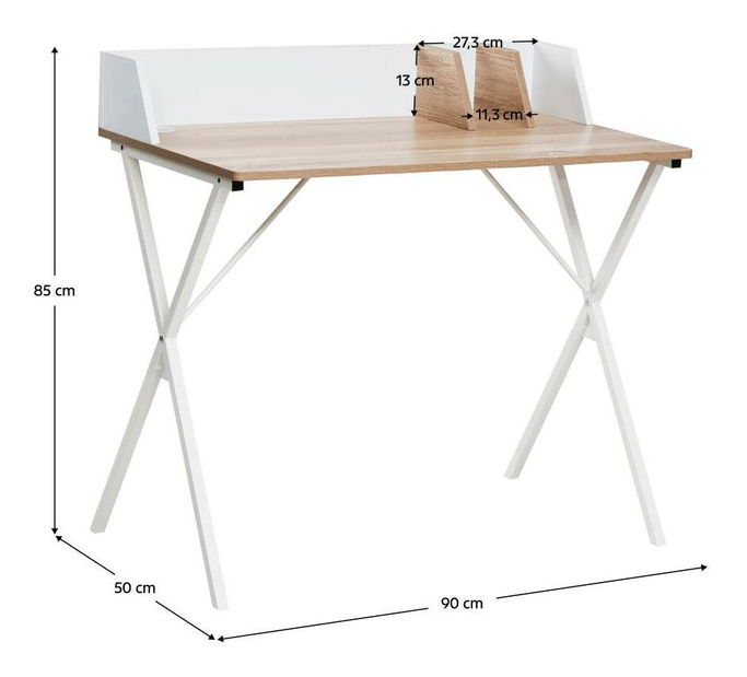 Psací stolek Pintorescas (dub světlý + bílá)