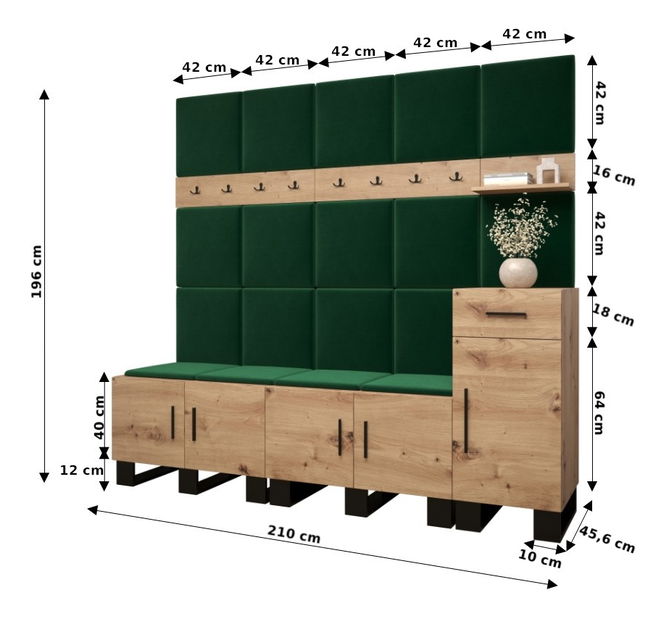 Předsíňová sestava Amanda 8 (dub artisan + černá)