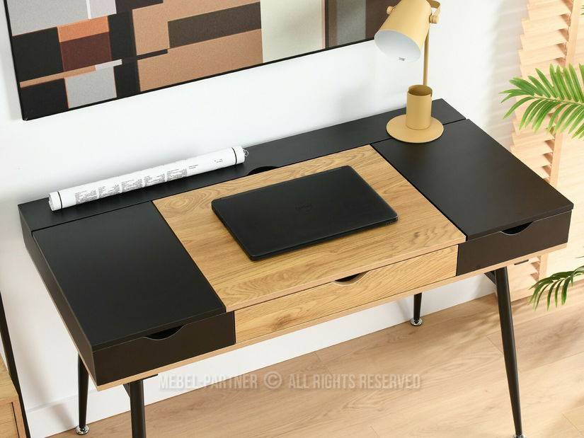 PC stolek Baiden (dub černý + černá)