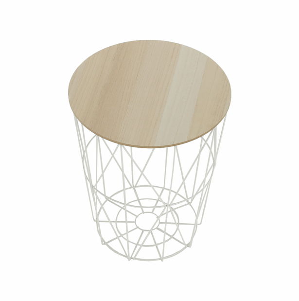 Příruční stolek Nanko typ 3 (přírodní + bílá)