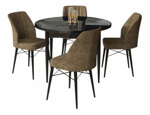 Jídelní set Roxie (mramor černý + hořčicová) (pro 4 osoby)