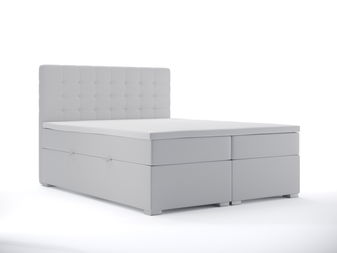 Boxspring postel 140 cm Clady (bílá ekokůže) (s úložným prostorem)