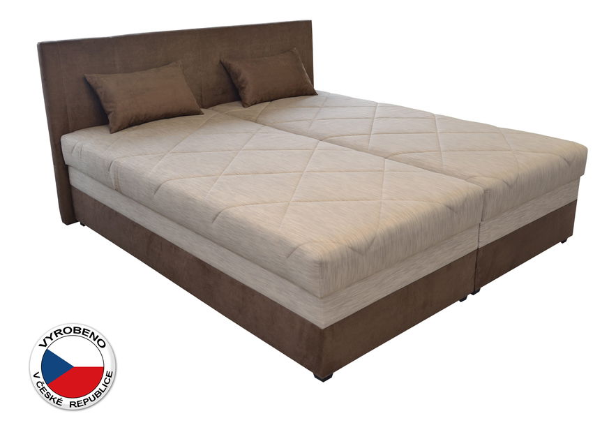 Manželská postel 180 cm Blanář Aveny (béžová + hnědá) (s rošty a matracemi)