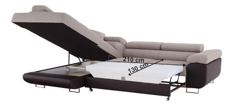 Rohová sedací souprava Afton (hnědá + béžová) (L)