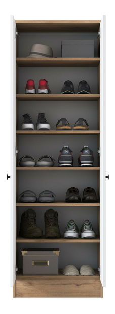 Policová skříň Pixie 13 (ořech + bílá)