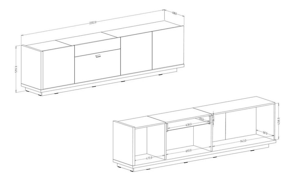 TV stolek Laree Typ 40 (dub flagstaff + lesk bílý)