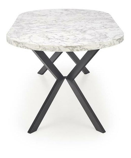 Rozkládací jídelní stůl 100-250 cm Pepeera (mramor bílý + černá) (pro 6 8 osob)