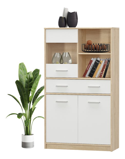 Vitrína Terrell (dub sonoma + bílá)