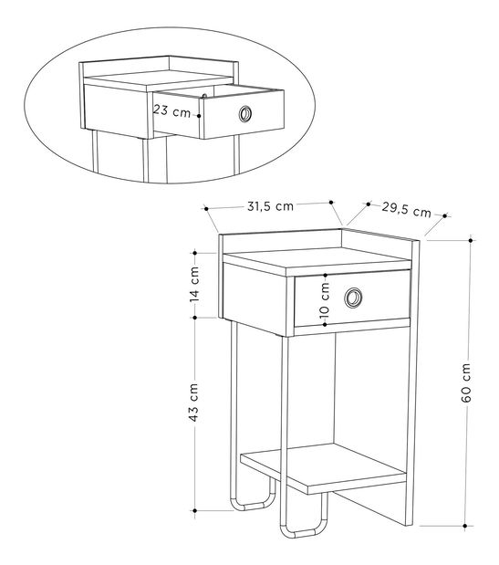 Noční stolek Simon (Dub)