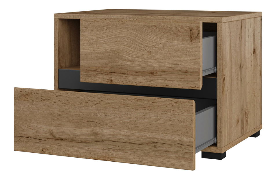 Noční stolek Crossroad S22 (dub wotan + černá)