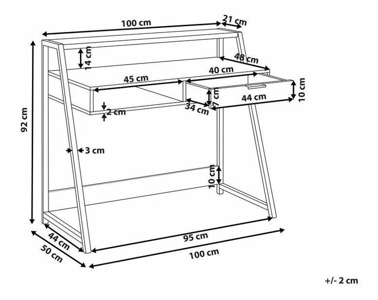 Psací stůl 100x50 cm Candra (světlé dřevo)