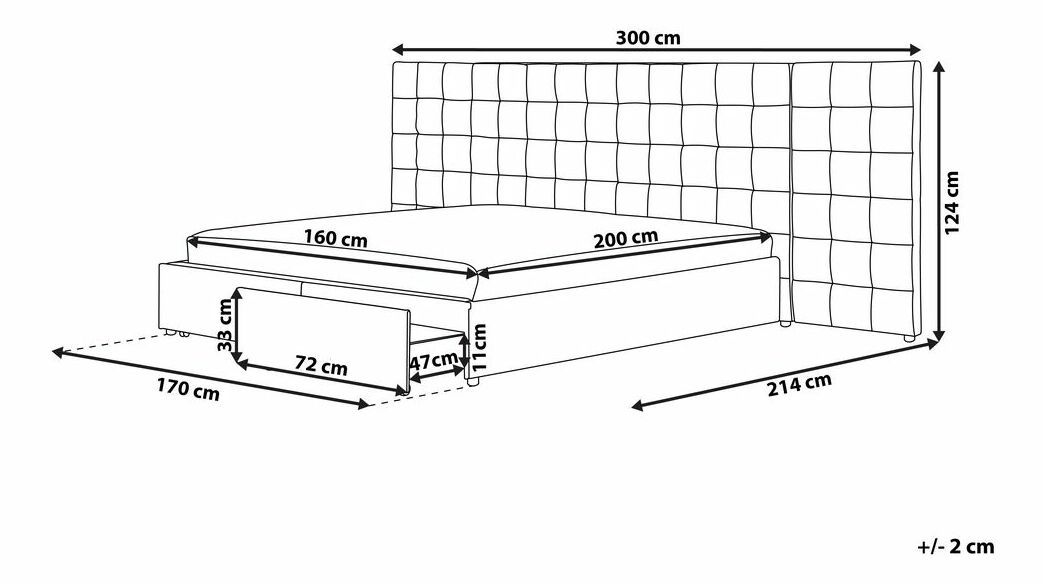 Manželská postel 160 cm MALI (s roštem a úl. prostorem) (šedá)